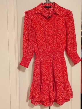🌼Dynamite Red Floral Tiered Mini Dress